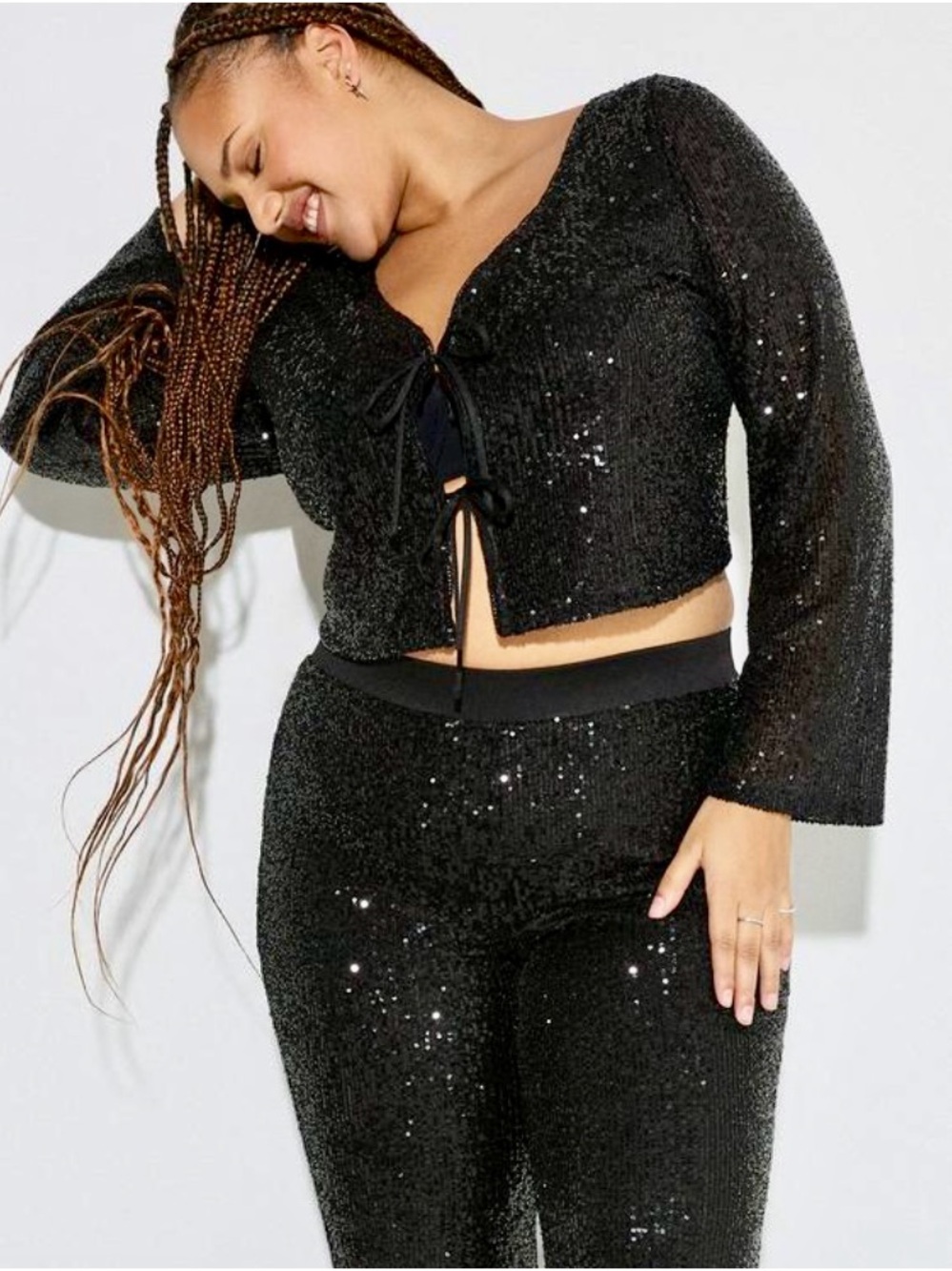 Torrid Sequin Tie Front Top and Flared Leg Pants Set - Size 1X - NWT! - Picture 15 of 16